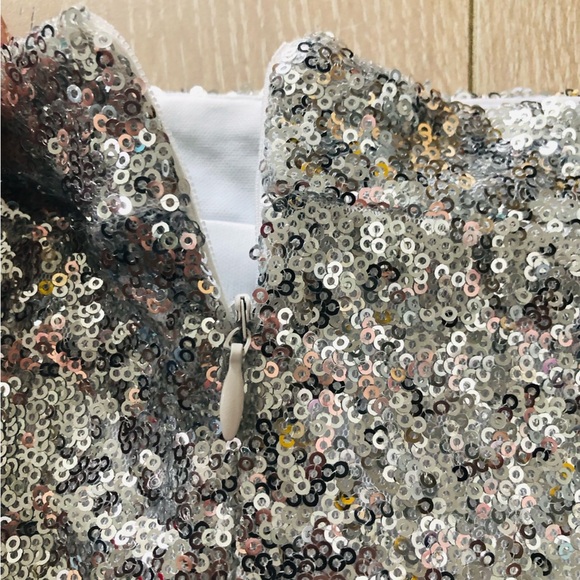 Revamped by Sirens Sequin Mini Skirt in Silver Size M - Picture 6 of 9